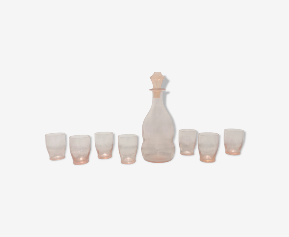 Service carafe et sept verres vintages