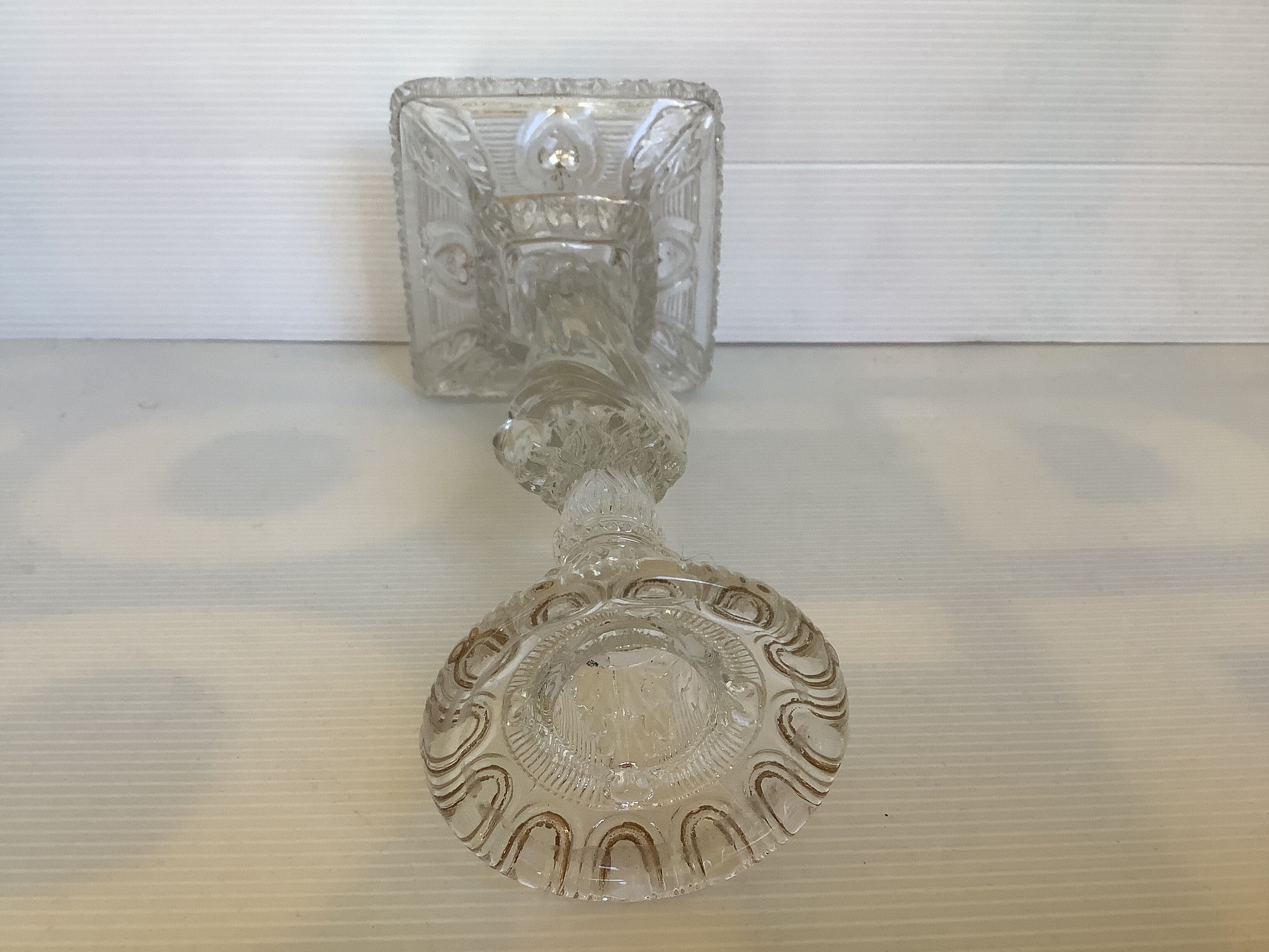Antique moulded glass candlestick