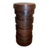 Massive brutalist wooden stool
