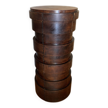 Massive brutalist wooden stool