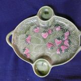 Plat assiette à compartiment à apéritif décor fraise vintage