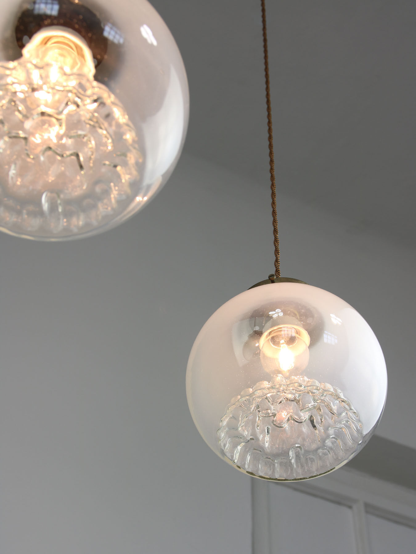 Vintage Murano Glass & Brass Pendant Lamp