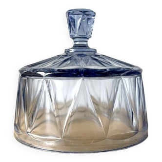 Cloche à Fromage en Verre Pressé Moulé Bleu