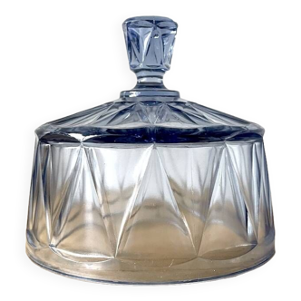 Blue Molded Pressed Glass Cheese Cloche