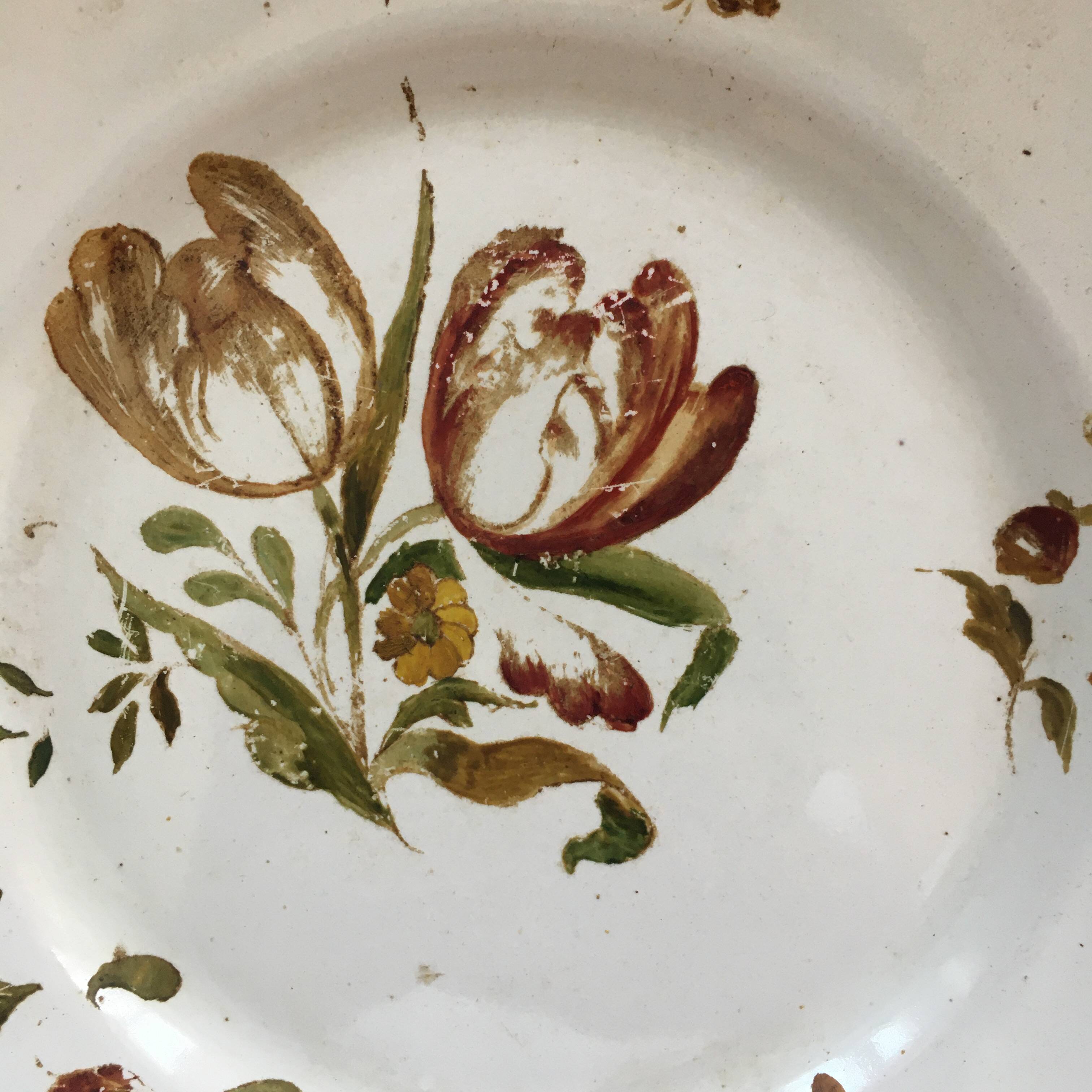 Antique plate with floral decoration