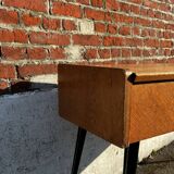Vintage wooden console/desk with tapered legs.