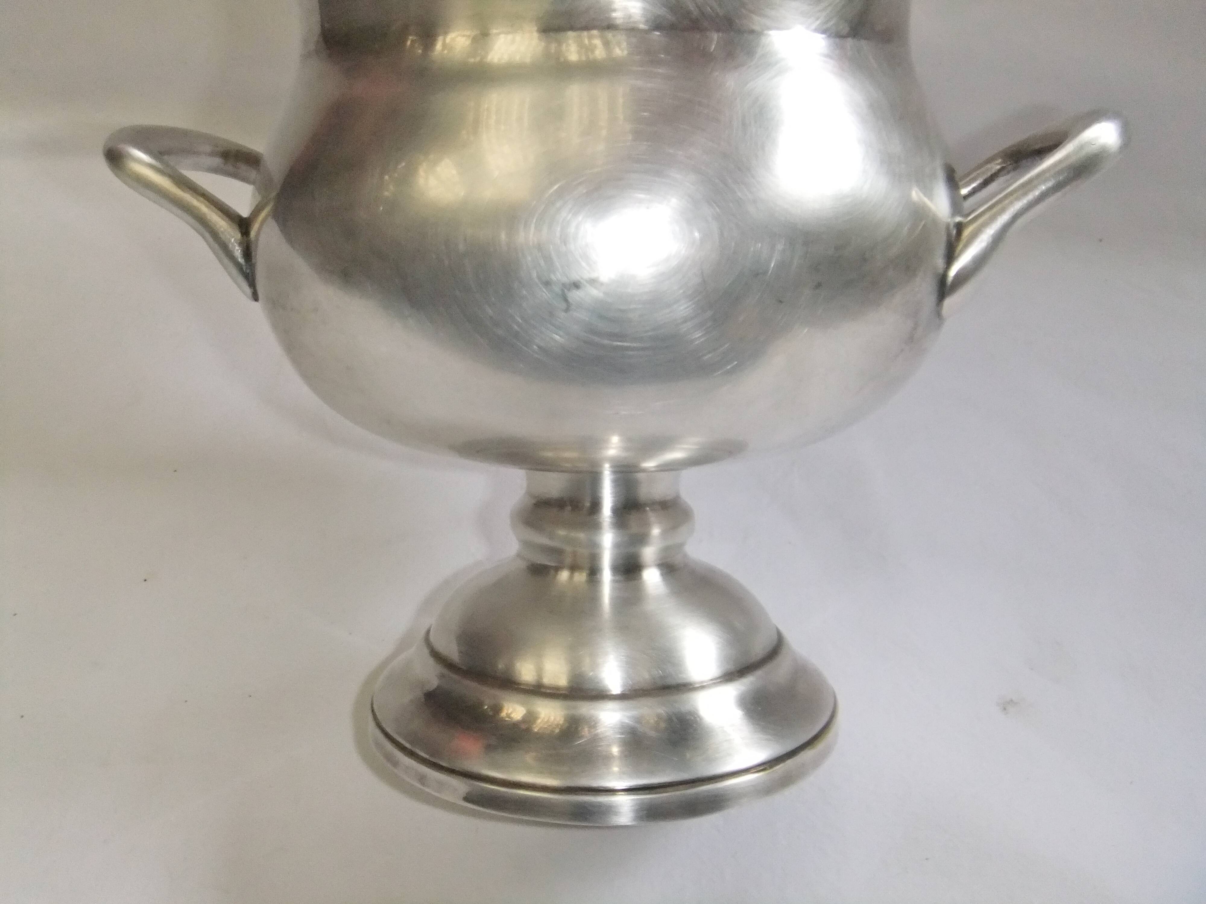 Old champagne bucket with vintage silver metal cooler Medici