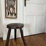 Brutalist wooden tripod stool