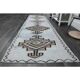 1970s Vintage Turkish Oushak Handmade Wool Cotton Blue Runner Rug 91x352