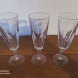 Set of 3 Baccarat or Saint Louis crystal champagne flutes
