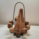 Liqueur service Vallauris ceramic faux wood