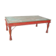 Table basse indienne en teck laqué verte et rouge