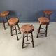 5 tabourets de bar en tronc d'arbre, années 1970