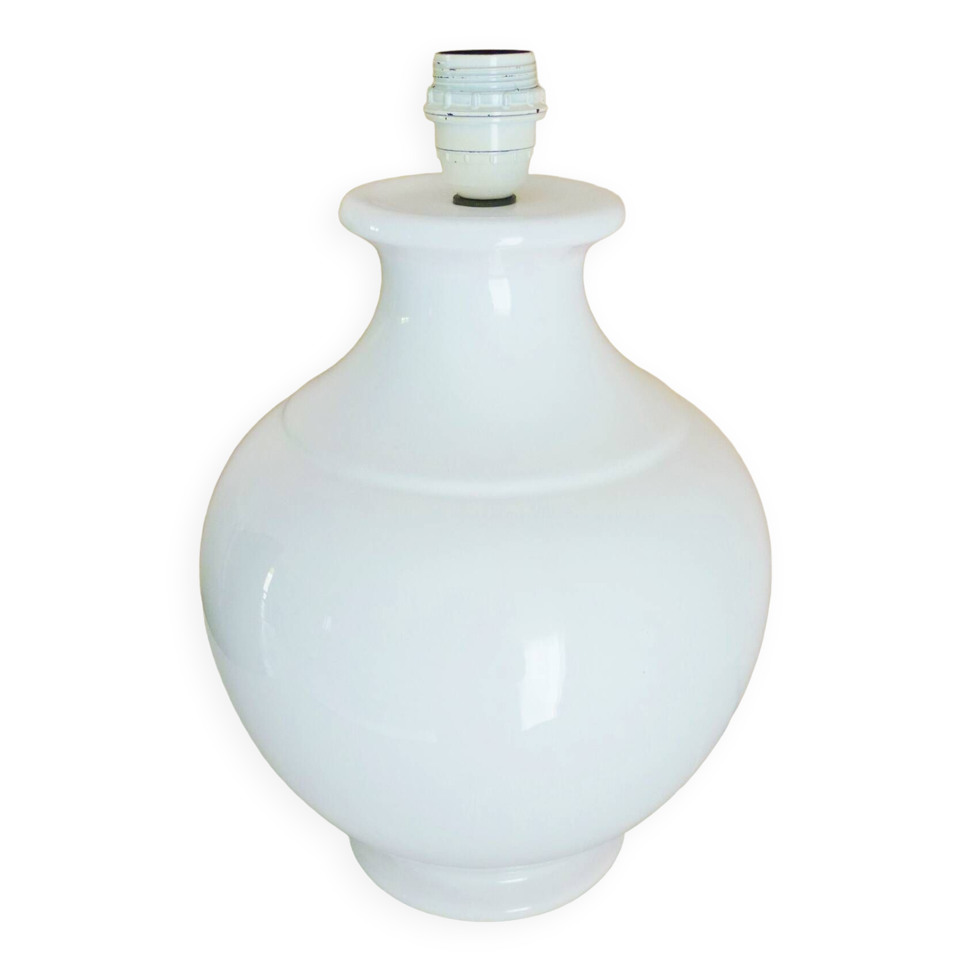 White glazed ceramic lamp, sleek design from the 60s/70s