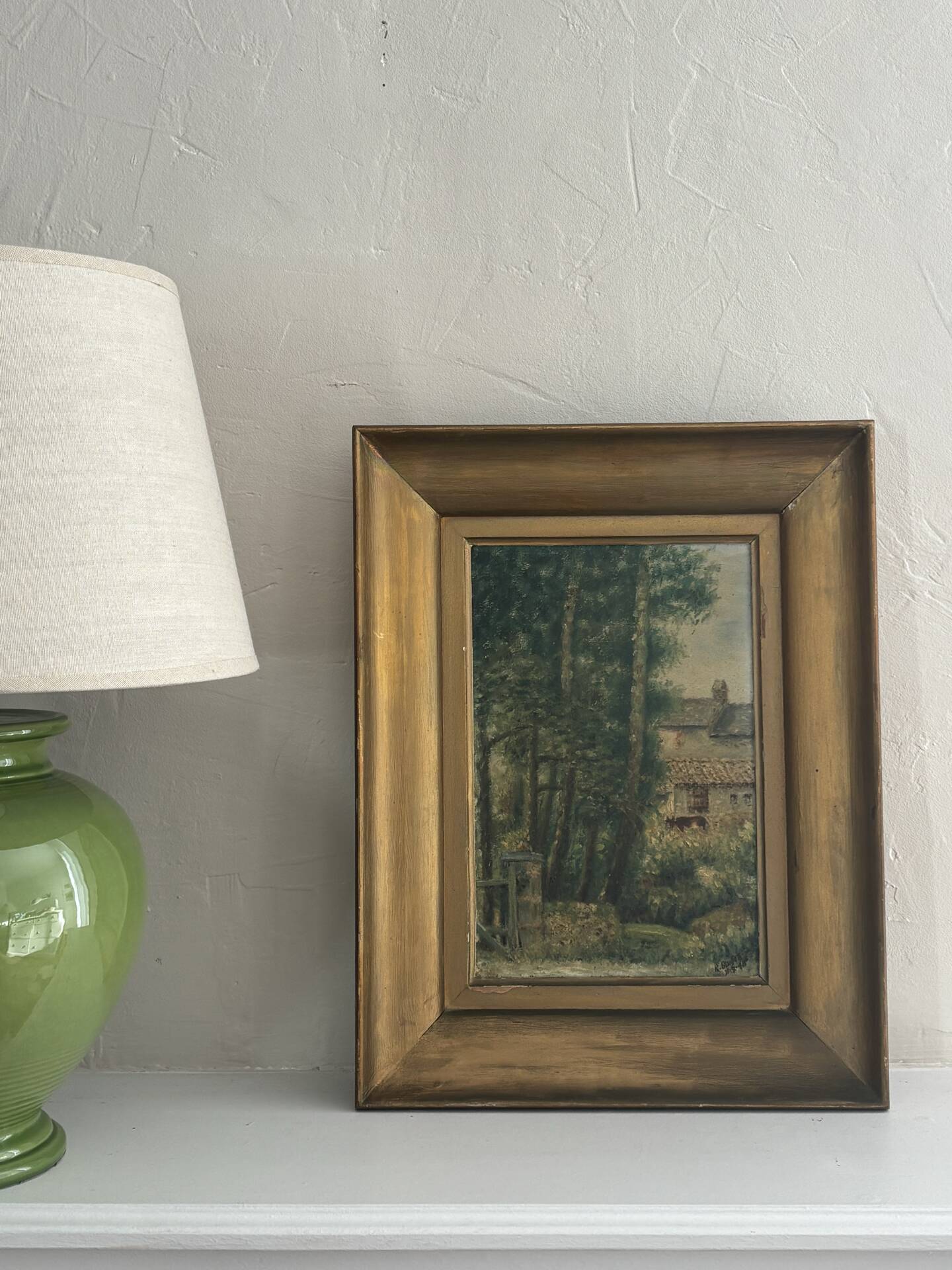 Peinture ancienne encadrée - signée R Guillet - 1948