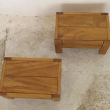 Pair of side tables, House Regain 1970, oiled elm