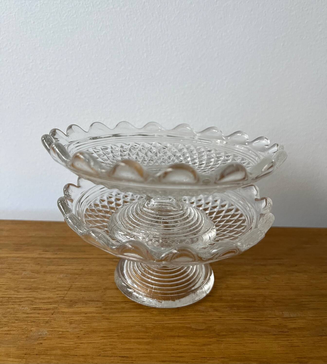 Duo min compotiers XIXeme verre pressé