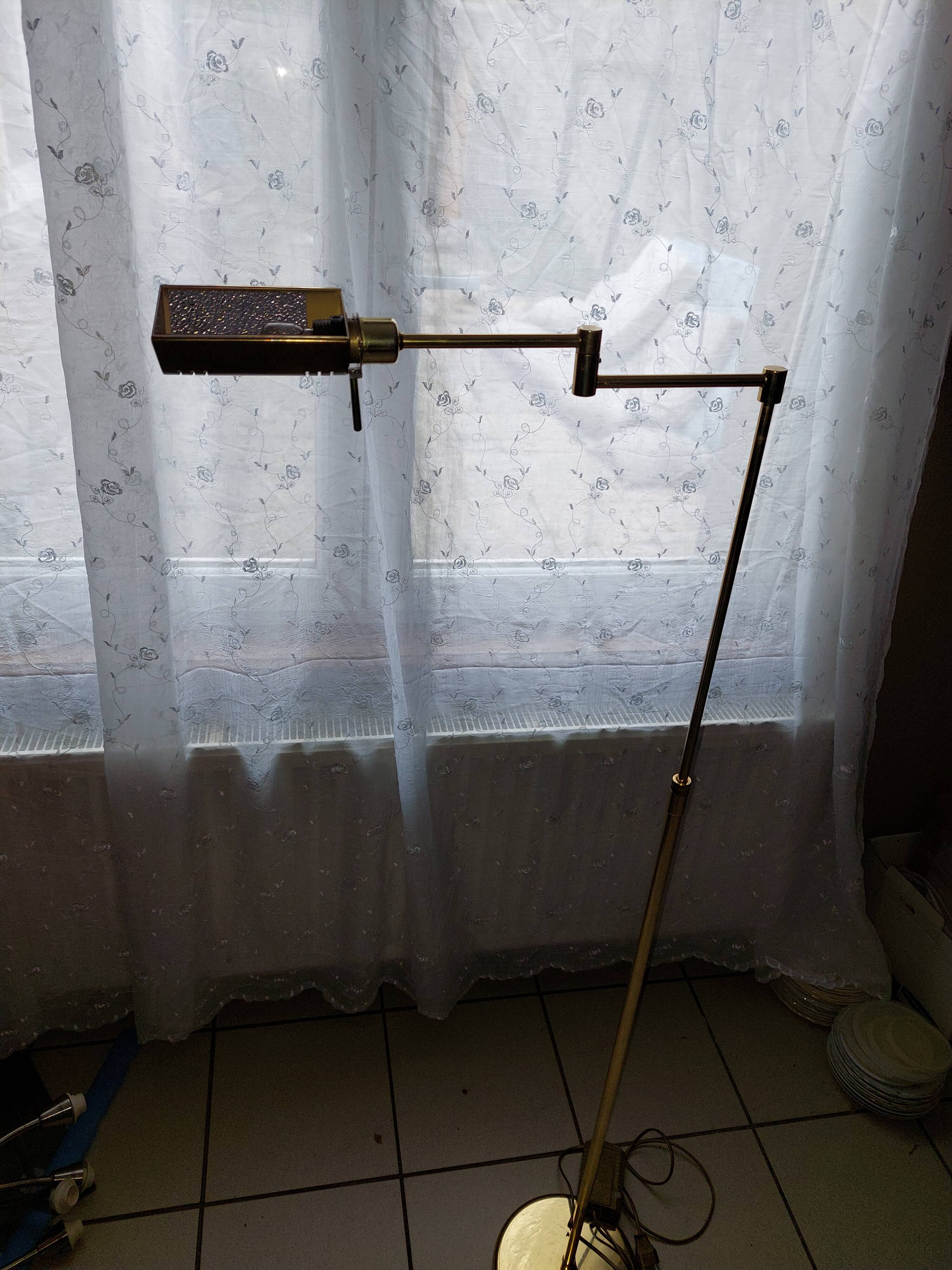 Vintage brass e-reader floor lamp