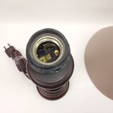 Rustic foot lamp and grey lampshade