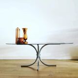 Oval smoked glass coffee table