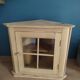 Glass corner showcase cabinet solid wood aero-gum patinated