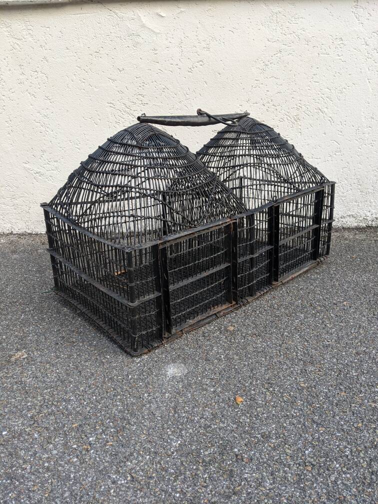 Double bird cage black iron old country decoration ethnic domes