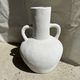 Large handcrafted terracotta vase painted white with double handles H40 D30