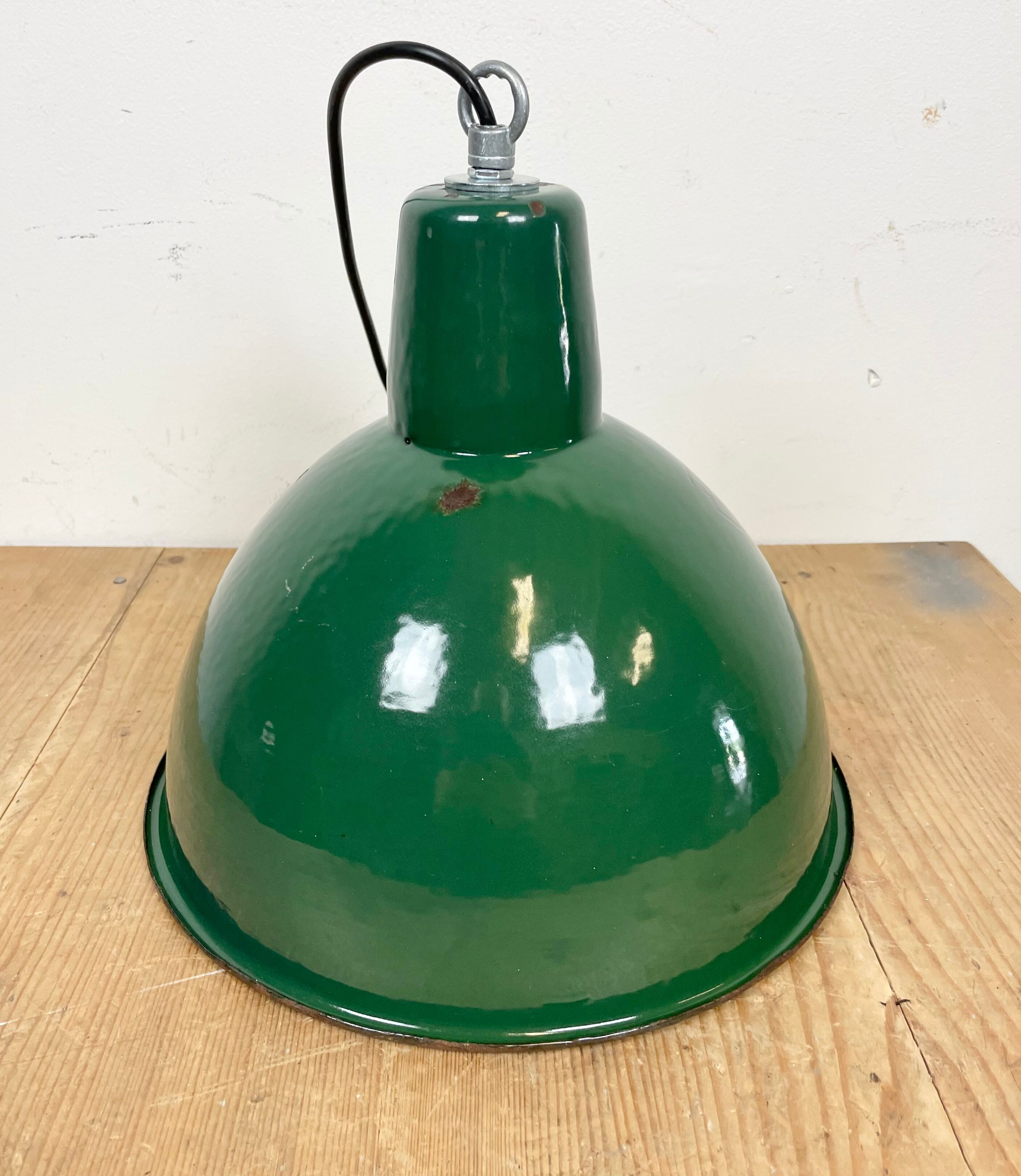 Industrial Green Enamel Factory Lamp, 1960s