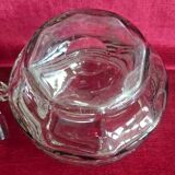 Carafe et 2 Gobelets en Cristal taillé et givré liserés noirs