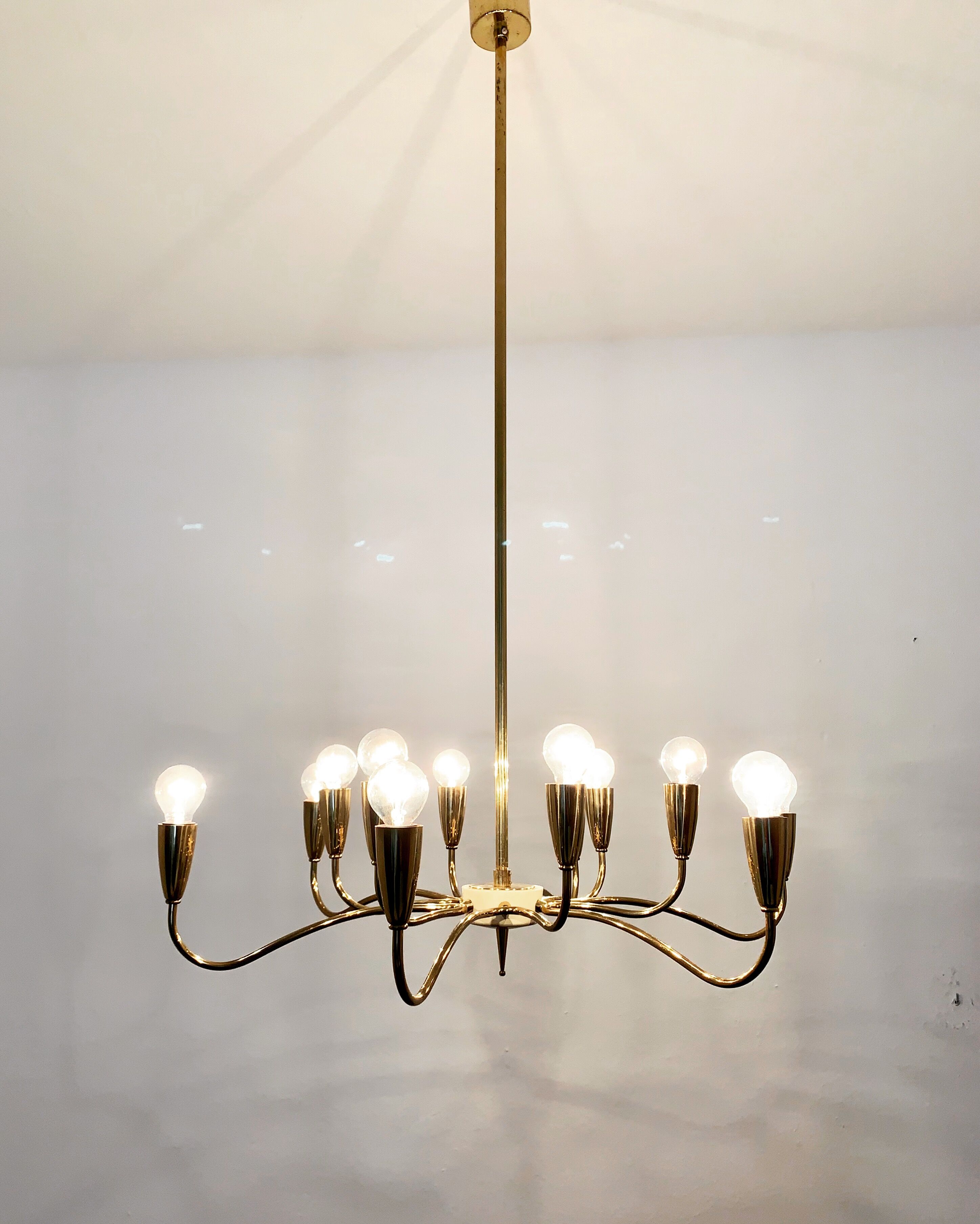 Italian mid century modern brass Sputnik chandelier