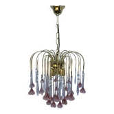 Lustre en verre de Murano rose, années 80