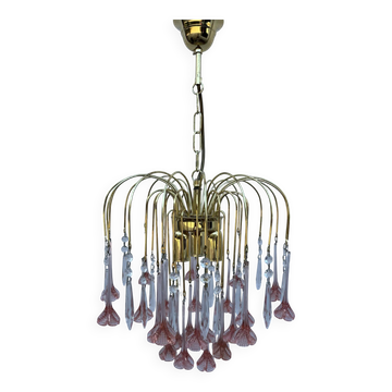 Lustre en verre de Murano rose, années 80