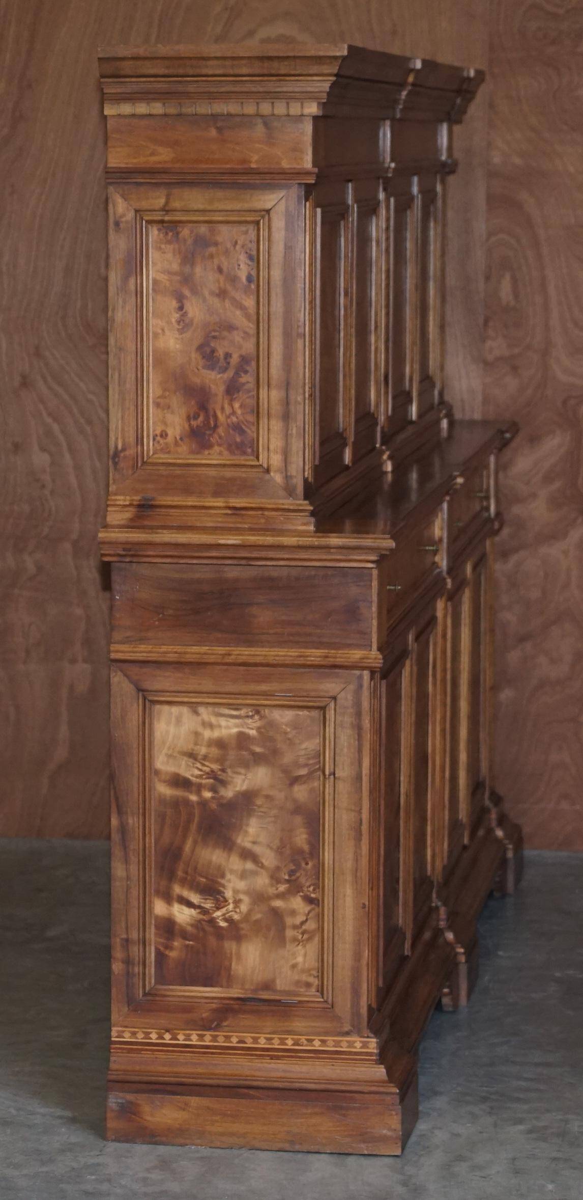 Italian Governess Buffet in Burr Pippy Oak with Geometric Marquetry