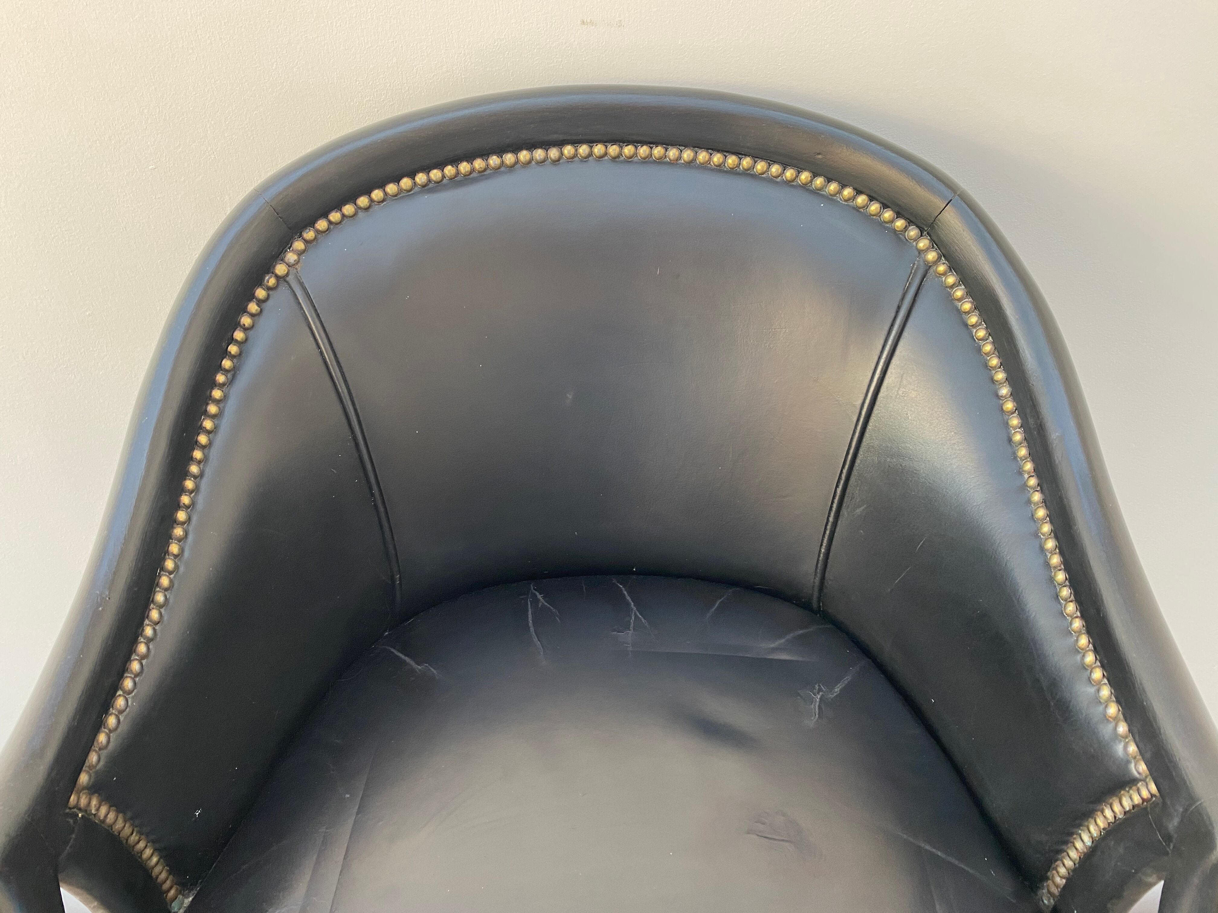 Tall black leather bar chair