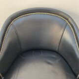 Tall black leather bar chair
