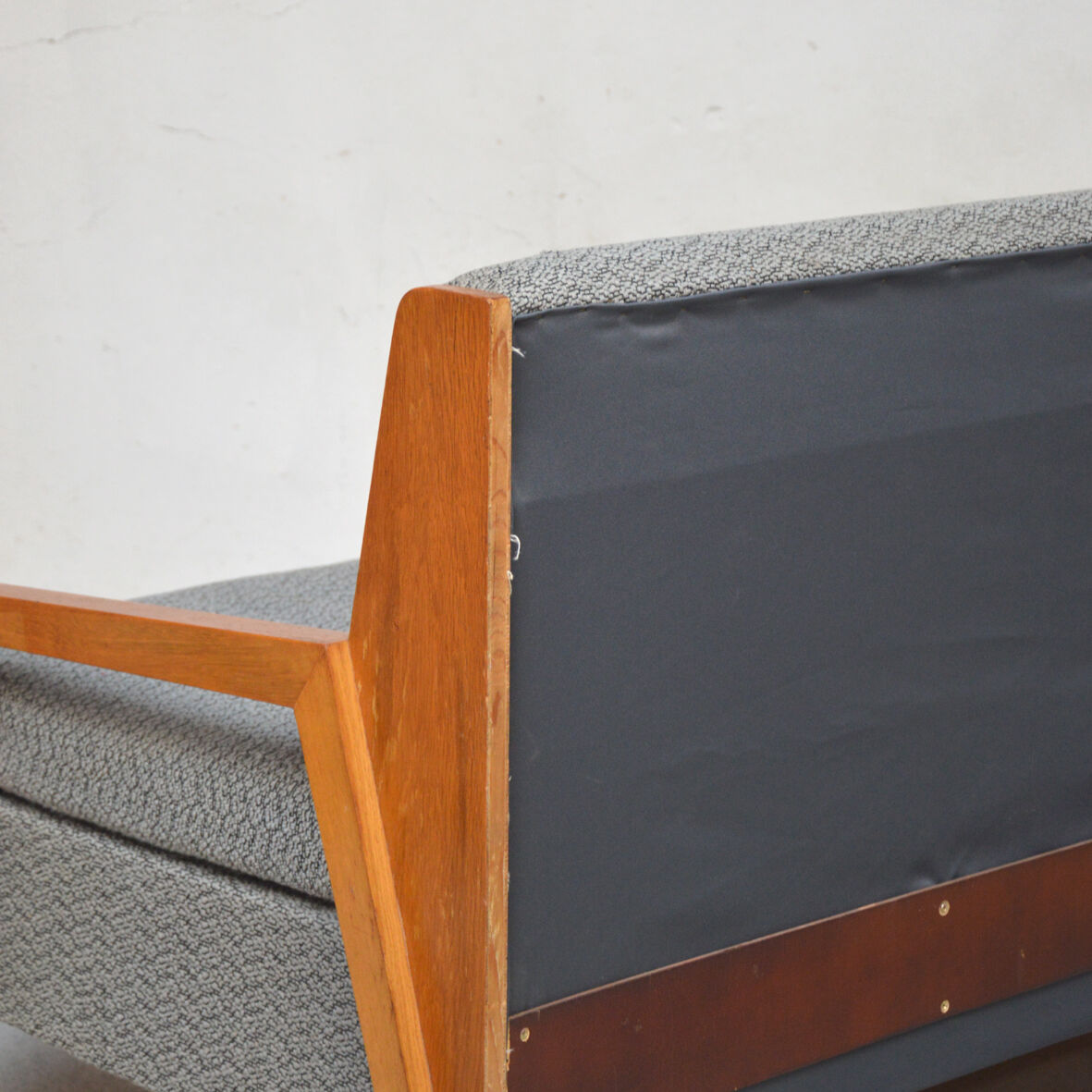 Sofa bed grey compass feet, 1960