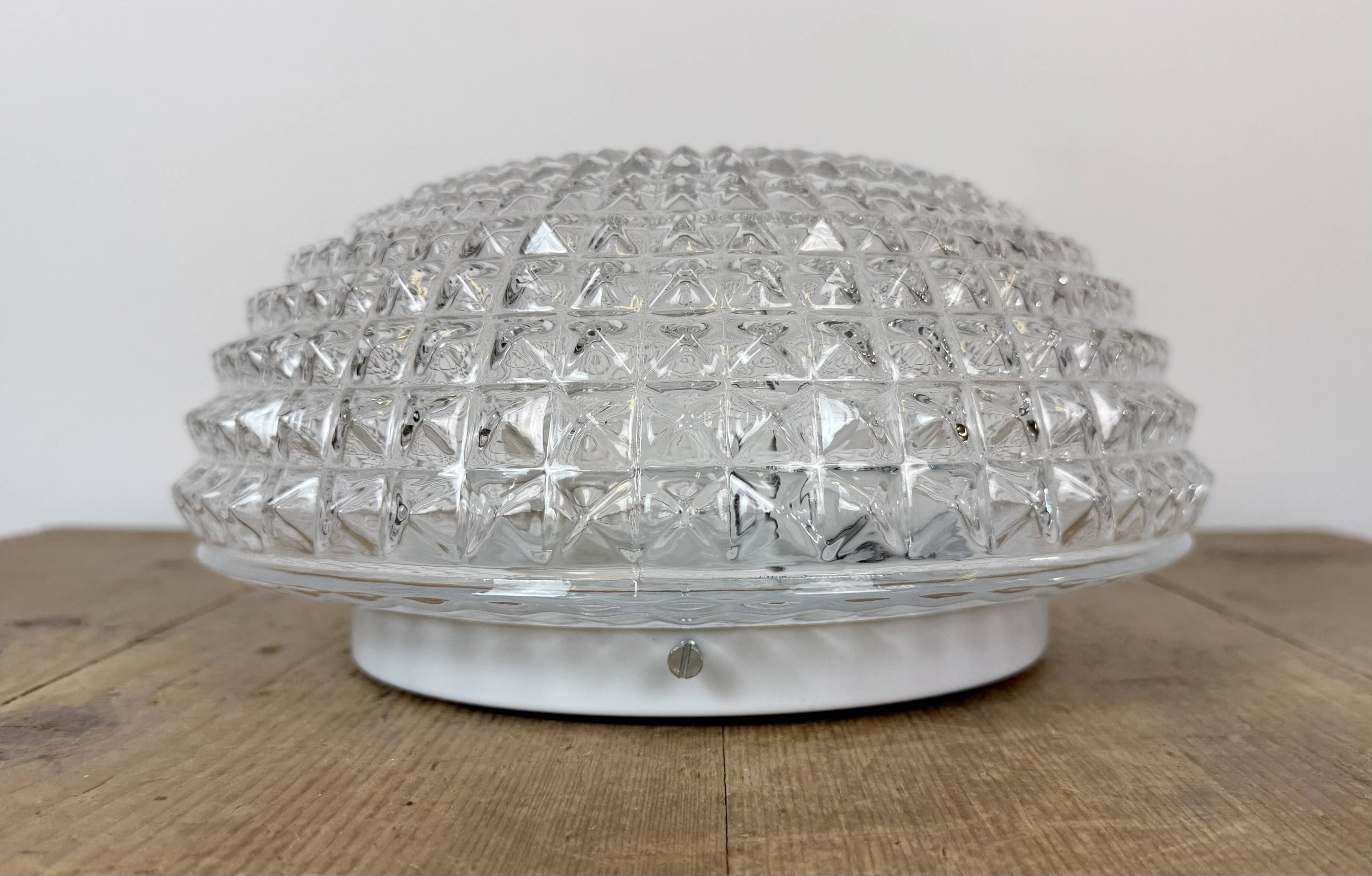Vintage Glass Wall or Ceiling Light, 1970s