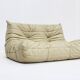 Vintage Togo Ligne Roset 2 seater sofa in leather by Michel Ducaroy