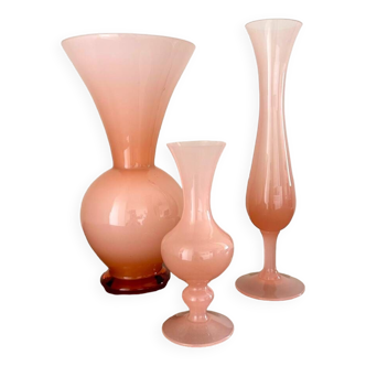 Set of 3 opaline vases