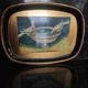 Golden wood tray with mosaic painting