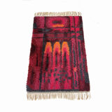 Original Abstract Scandinavian High Pile Abstract Rya Rug Carpet, Sweden, 1960s