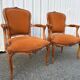 Pair of Louis XV style armchairs in ochre velvet