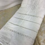 Old linen sheet with monogram embroidery