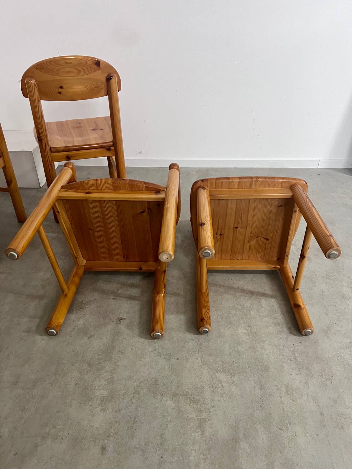 6 old Scandinavian chairs from the 70s solid wood design Reiner Daumiller in solid pine