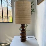1950s turned oak wood table lamp