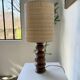 1950s turned oak wood table lamp