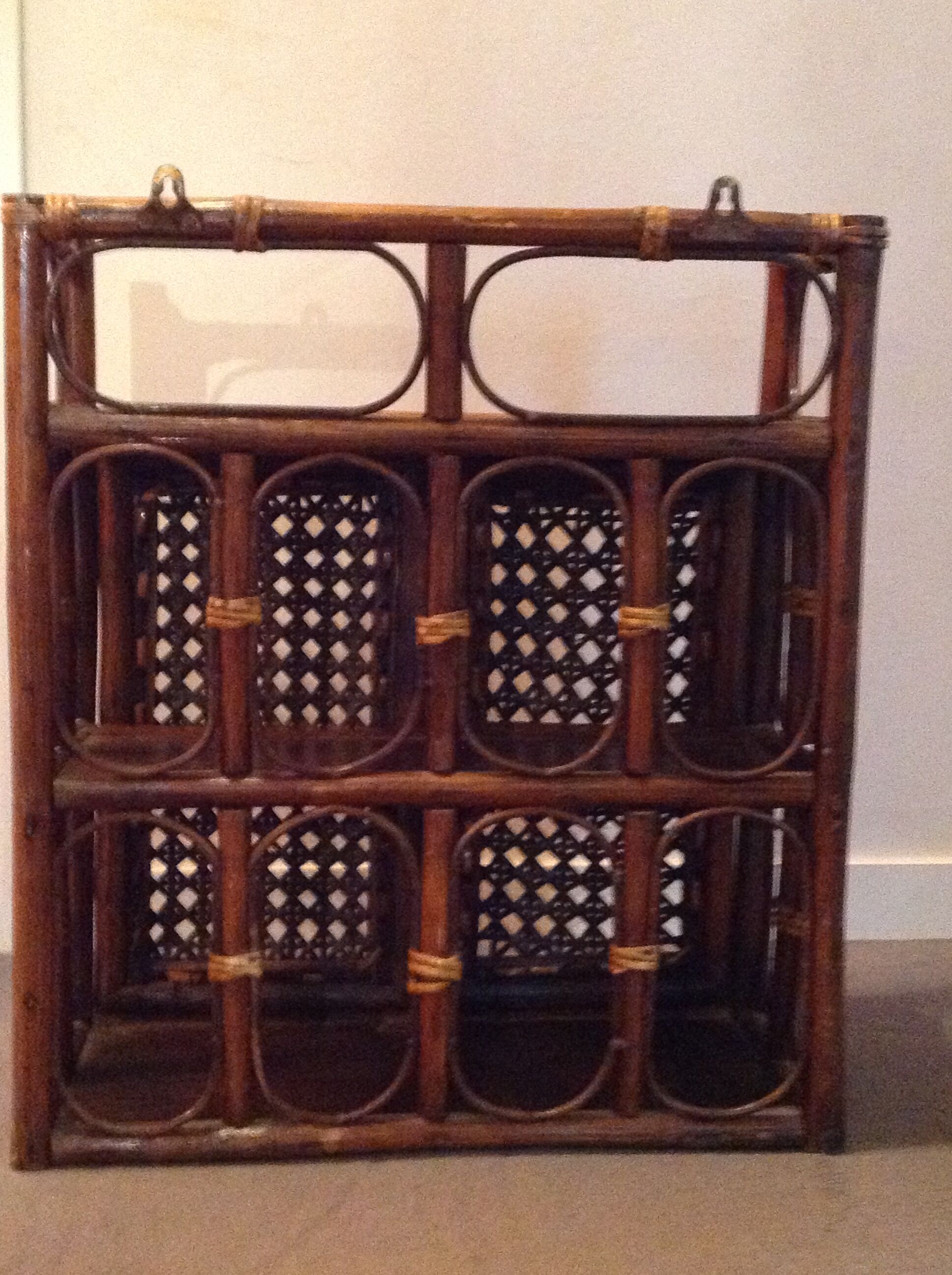 Medicine Cabinet rattan 2 doors canees vintage