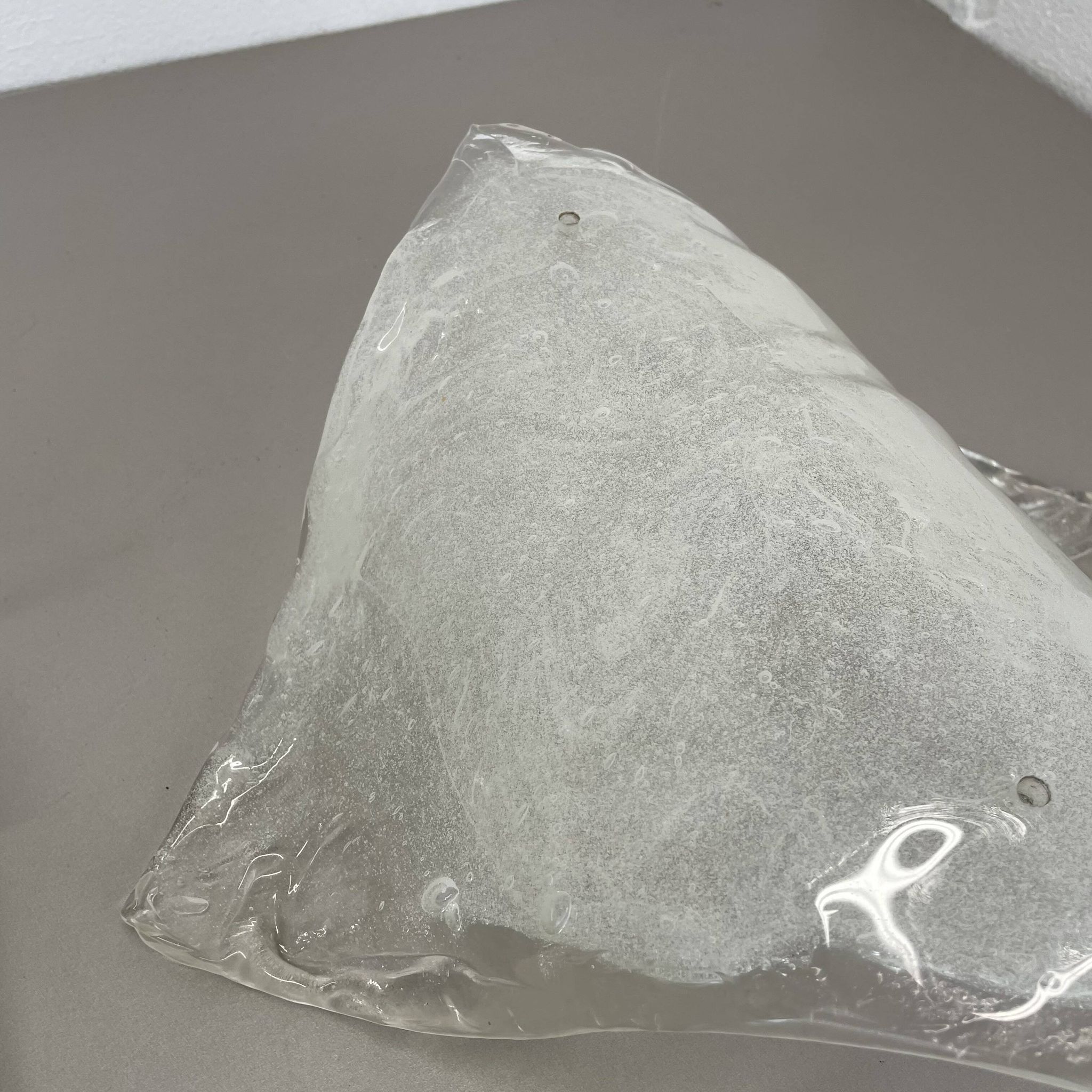 Large Organic Hollywood Regency Ice Glass Wall Light by Kalmar Lights, 1970