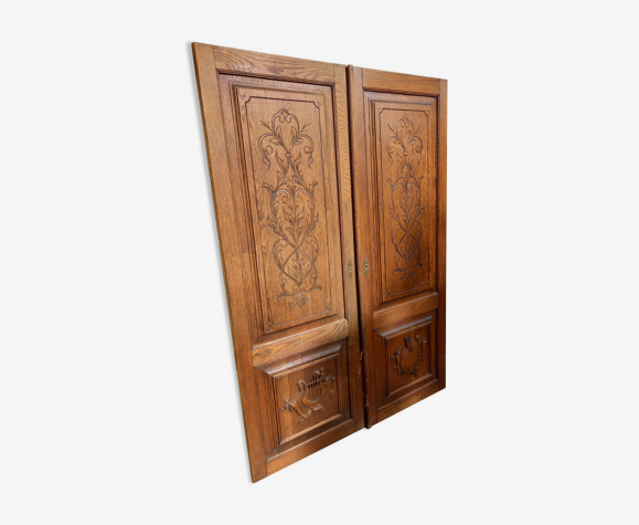 Paire de portes d'armoire en chêne