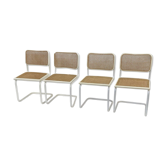 Set of 4 Cesca b32 model chairs in white by Marcel Breuer